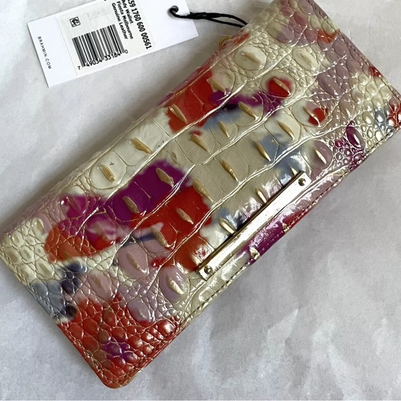 đNWT! RARE Brahmin Melbourne Ady Croc Embossed Leather Slim Wallet FIESTA!!! - Picture 6 of 12